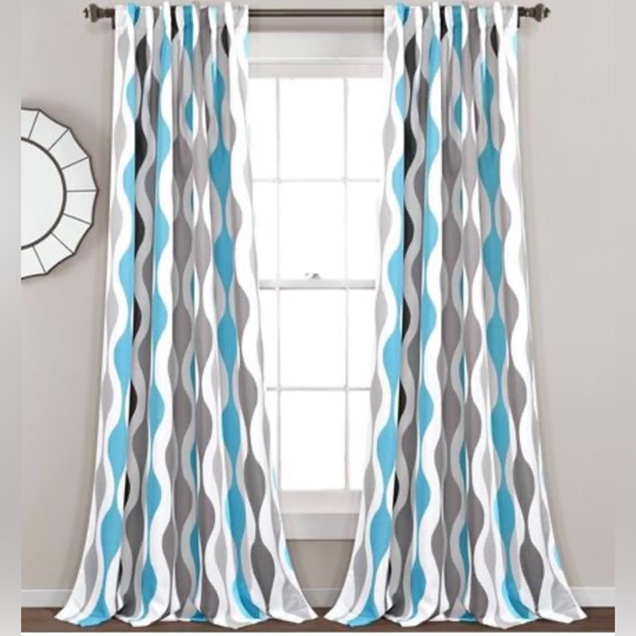 Lush Decor Mid Century Geo Room Darkening Window Curtain Panel Pair 52